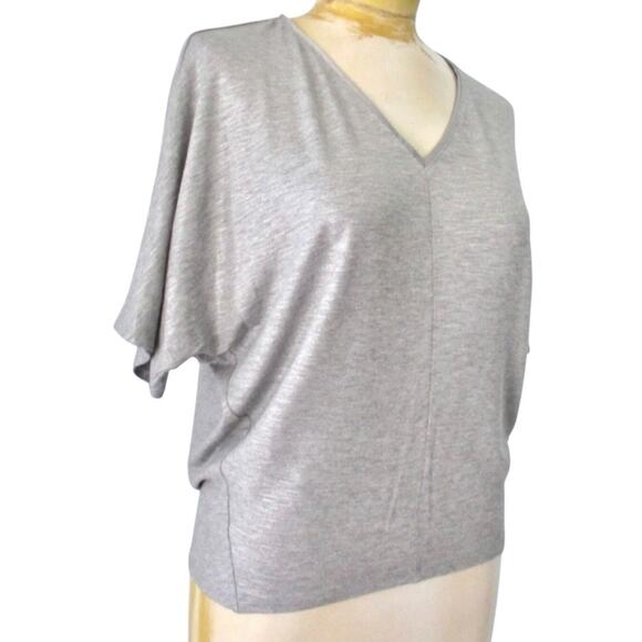 White House Black Market Mercury Silver Foil V-Neck Dolman Top - Small Petite - Picture 4 of 16